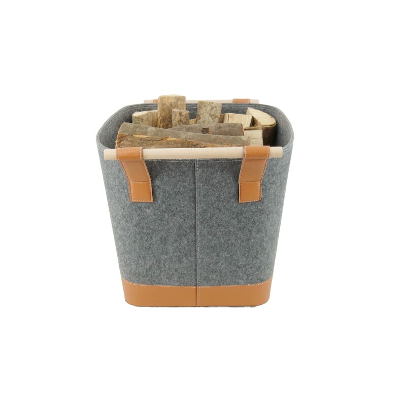 Valo INSPIRE Filzkorb Lysa, vegane Lederdetails - Dunkelgrau