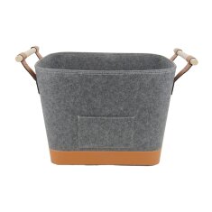 Valo INSPIRE Filzkorb Lysa, vegane Lederdetails - Dunkelgrau