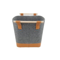 Valo INSPIRE Filzkorb Lysa, vegane Lederdetails - Dunkelgrau