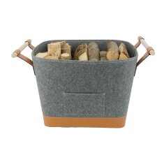 Valo INSPIRE Filzkorb Lysa, vegane Lederdetails - Dunkelgrau