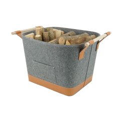 Valo INSPIRE Filzkorb Lysa, vegane Lederdetails - Dunkelgrau