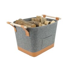 Valo INSPIRE Filzkorb Lysa, vegane Lederdetails - Dunkelgrau
