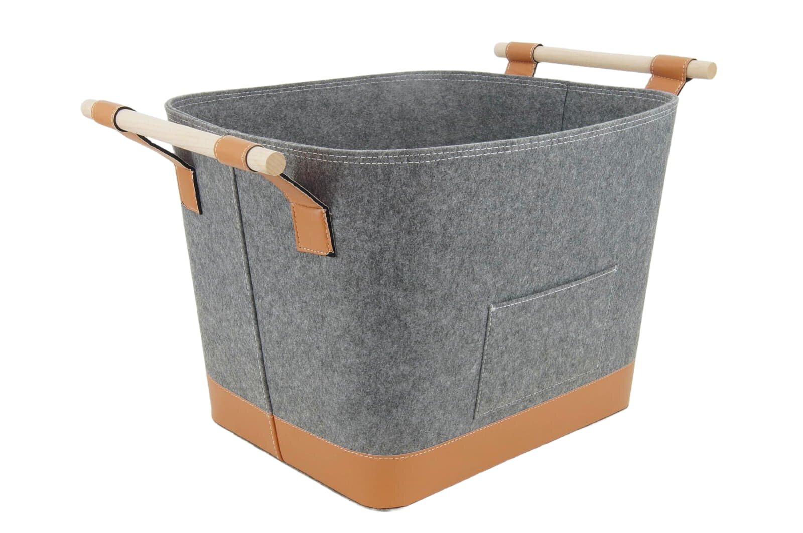 Valo INSPIRE Filzkorb Lysa, vegane Lederdetails - Dunkelgrau