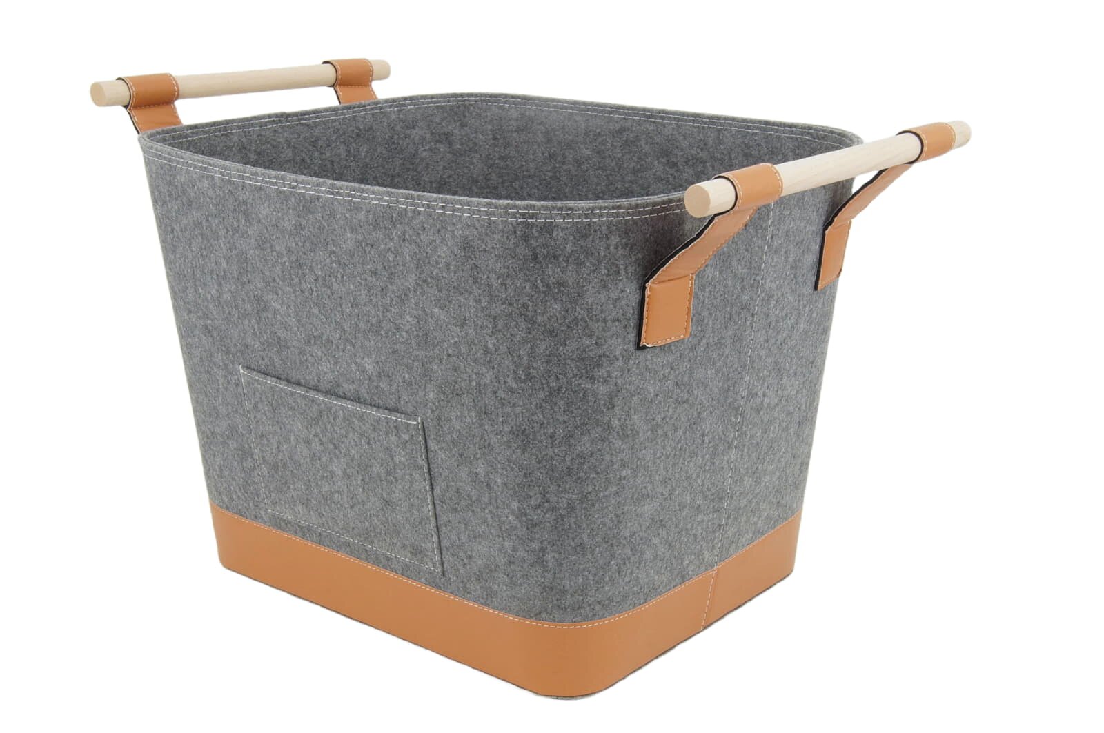 Valo INSPIRE Filzkorb Lysa, vegane Lederdetails - Dunkelgrau
