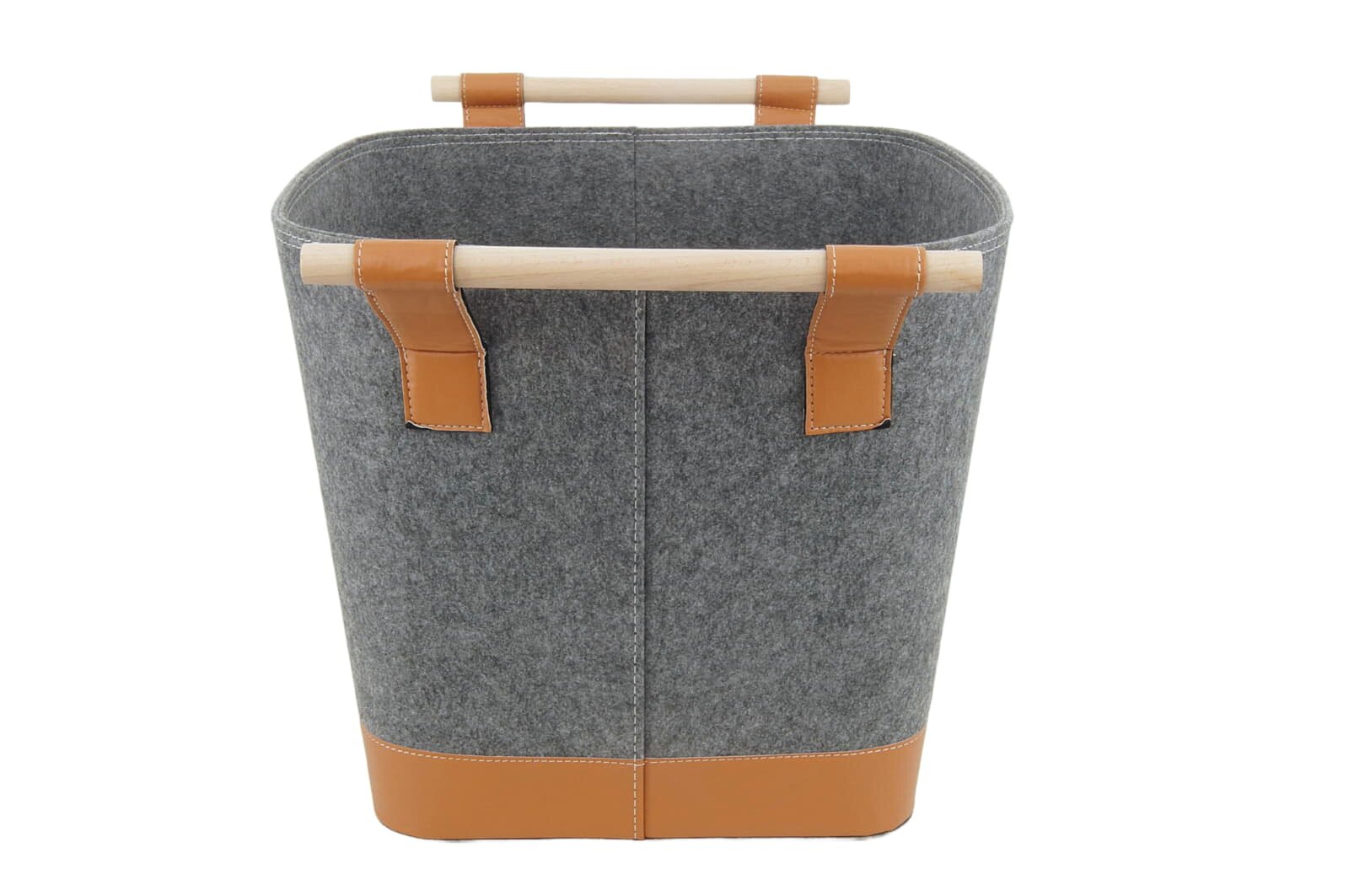 Valo INSPIRE Filzkorb Lysa, vegane Lederdetails - Dunkelgrau