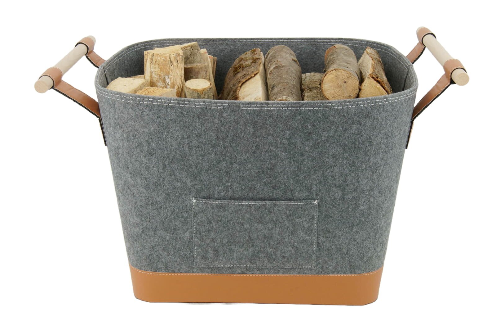 Valo INSPIRE Filzkorb Lysa, vegane Lederdetails - Dunkelgrau