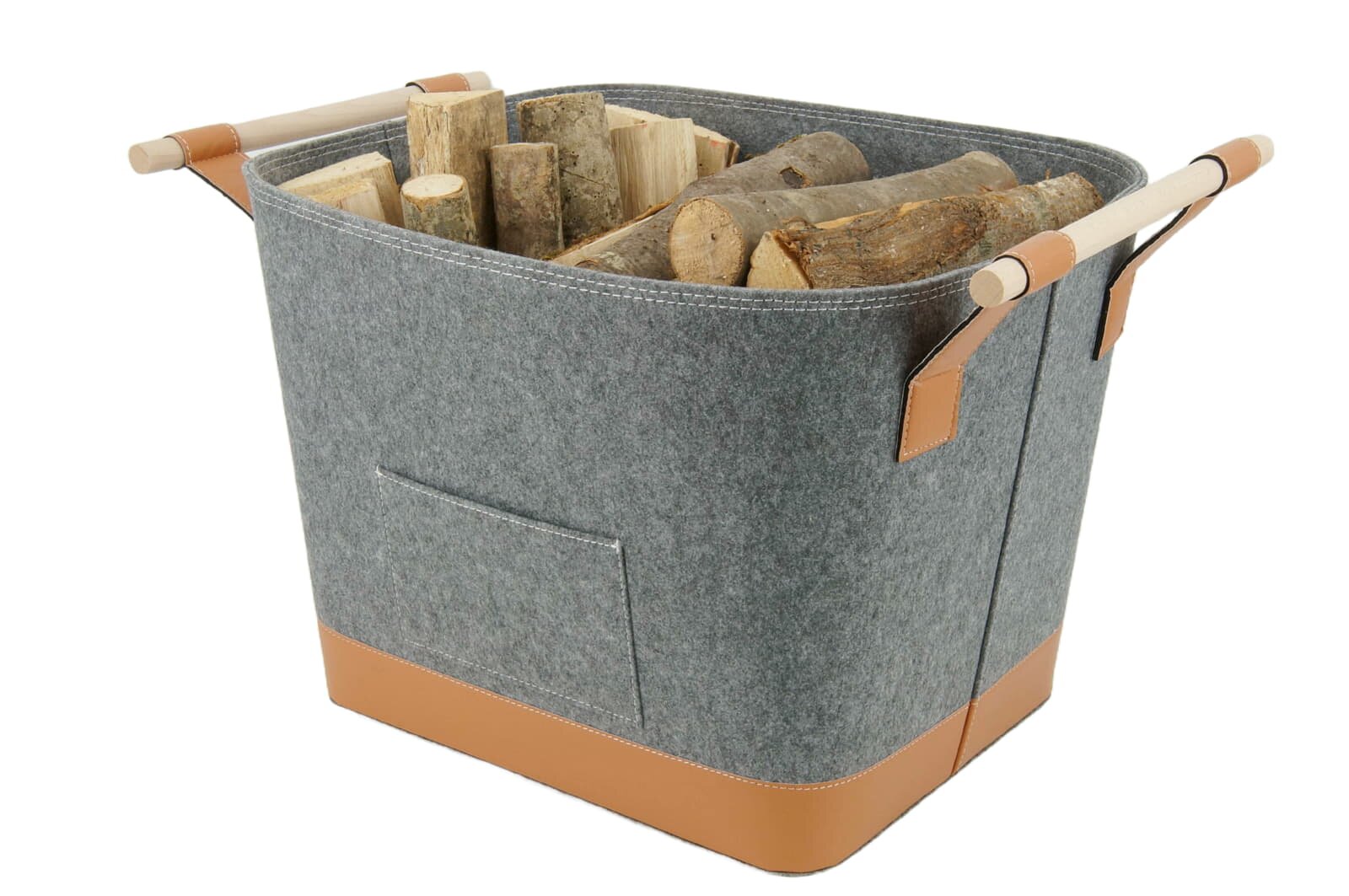 Valo INSPIRE Filzkorb Lysa, vegane Lederdetails - Dunkelgrau