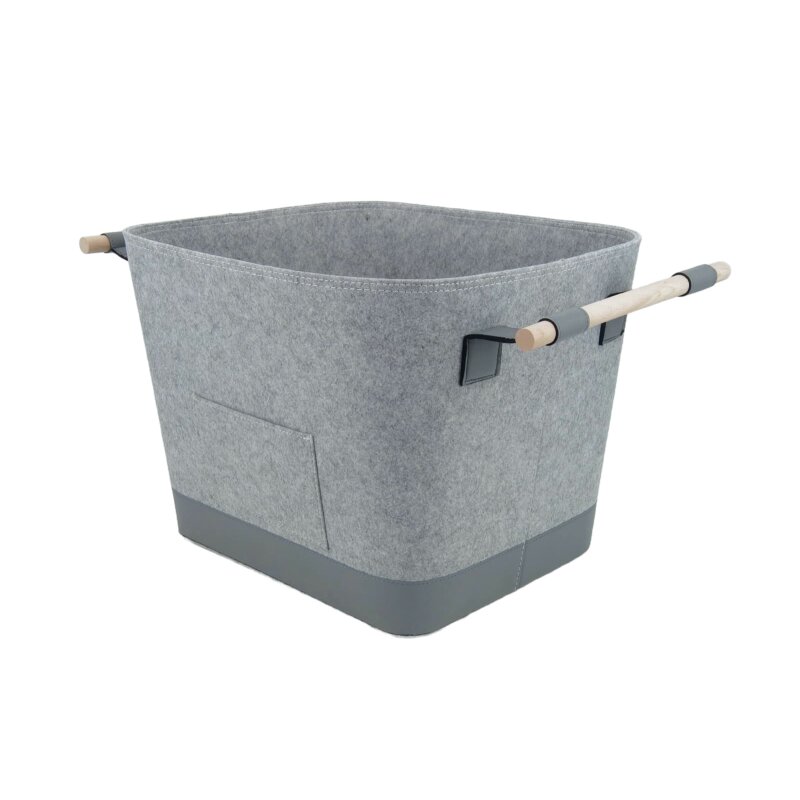 Valo INSPIRE Filzkorb Lysa, vegane Lederdetails - Hellgrau