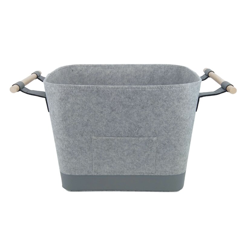 Valo INSPIRE Filzkorb Lysa, vegane Lederdetails - Hellgrau