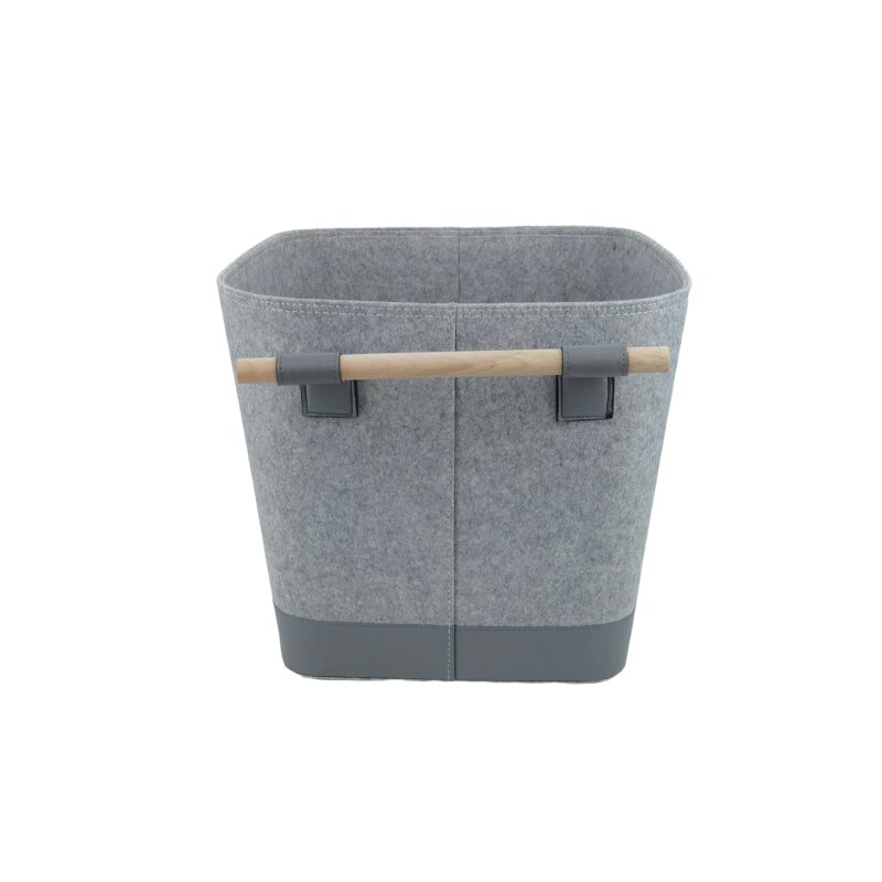 Valo INSPIRE Filzkorb Lysa, vegane Lederdetails - Hellgrau