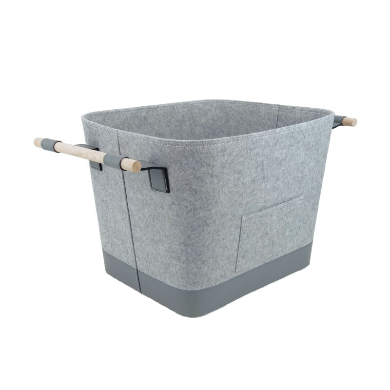 Valo INSPIRE Filzkorb Lysa, vegane Lederdetails - Hellgrau