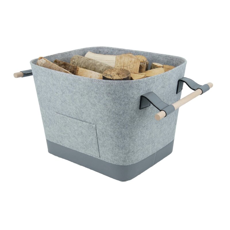 Valo INSPIRE Filzkorb Lysa, vegane Lederdetails - Hellgrau