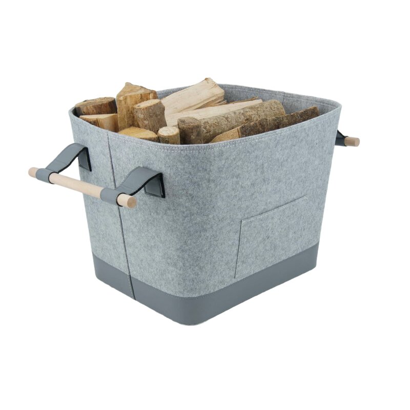 Valo INSPIRE Filzkorb Lysa, vegane Lederdetails - Hellgrau