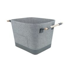 Valo INSPIRE Filzkorb Lysa, vegane Lederdetails - Hellgrau