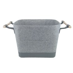 Valo INSPIRE Filzkorb Lysa, vegane Lederdetails - Hellgrau