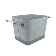 Valo INSPIRE Filzkorb Lysa, vegane Lederdetails - Hellgrau