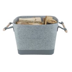 Valo INSPIRE Filzkorb Lysa, vegane Lederdetails - Hellgrau