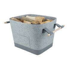 Valo INSPIRE Filzkorb Lysa, vegane Lederdetails - Hellgrau