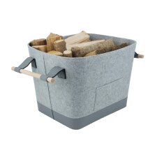 Valo INSPIRE Filzkorb Lysa, vegane Lederdetails - Hellgrau