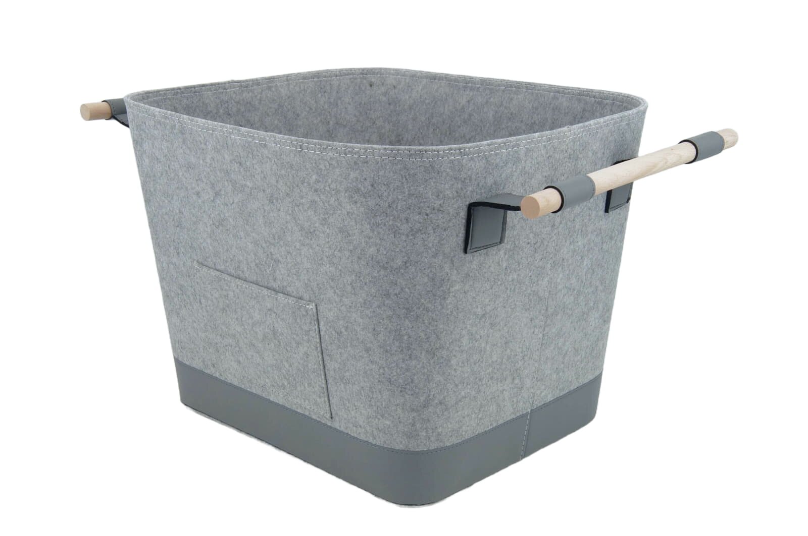 Valo INSPIRE Filzkorb Lysa, vegane Lederdetails - Hellgrau