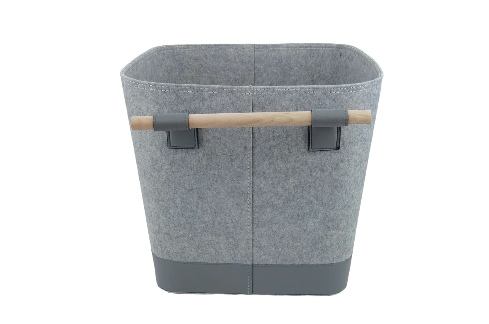 Valo INSPIRE Filzkorb Lysa, vegane Lederdetails - Hellgrau