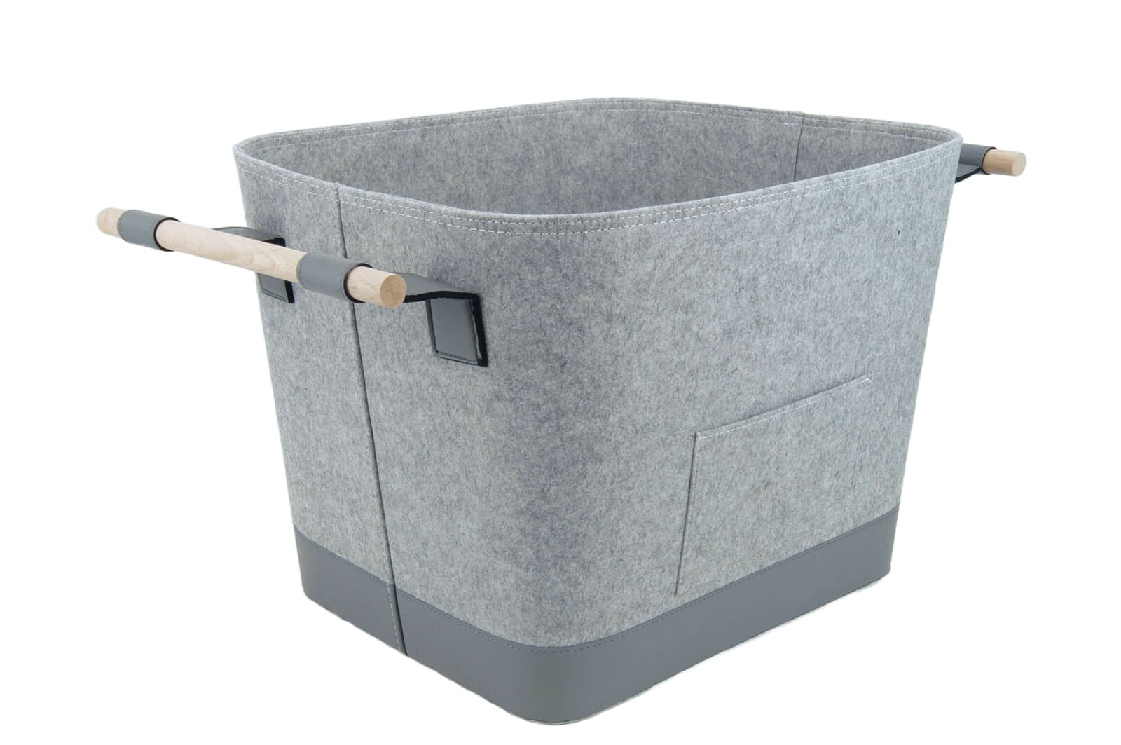 Valo INSPIRE Filzkorb Lysa, vegane Lederdetails - Hellgrau