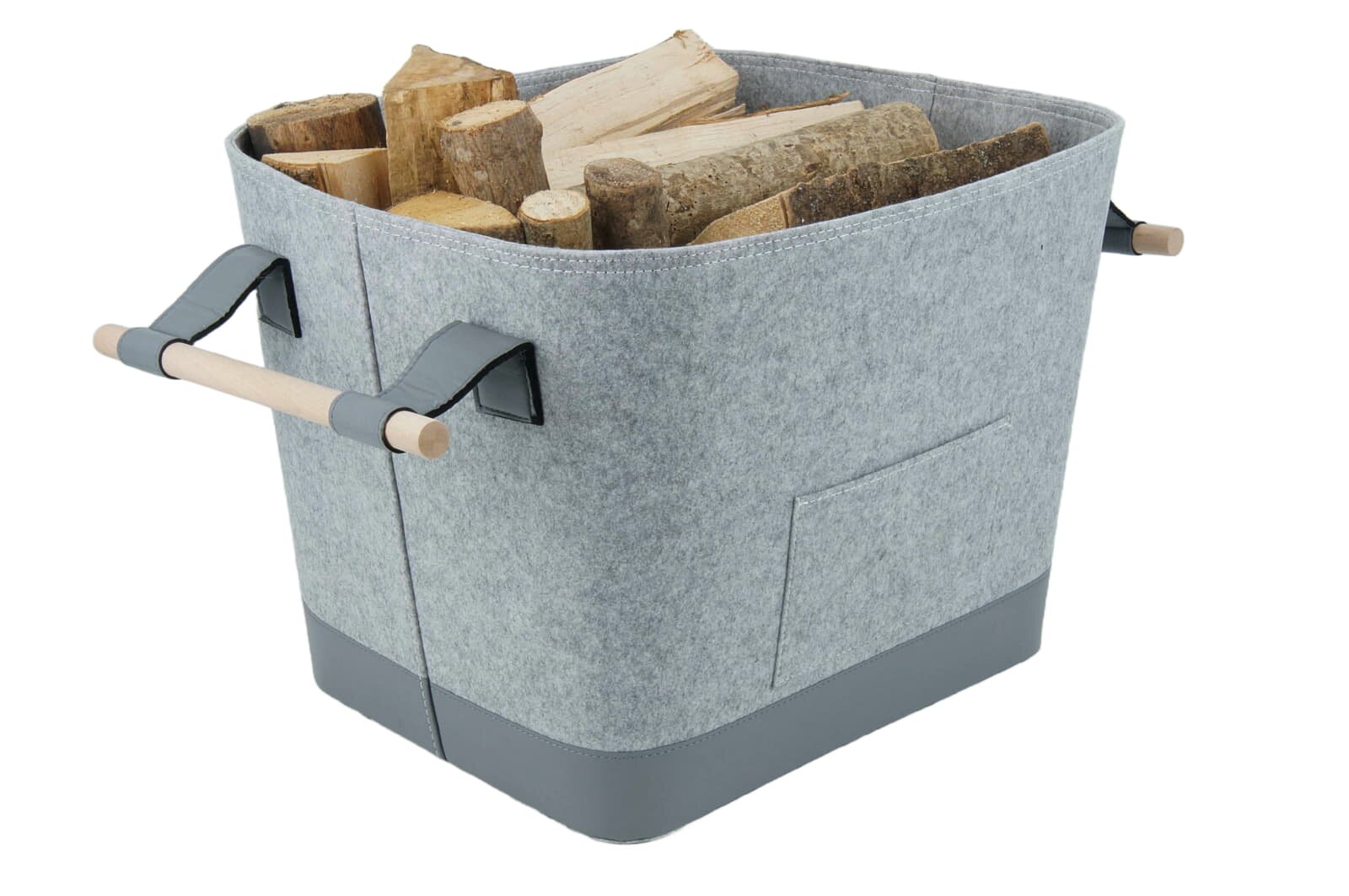 Valo INSPIRE Filzkorb Lysa, vegane Lederdetails - Hellgrau