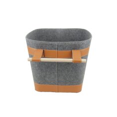 Valo INSPIRE Filzkorb Runa, vegane Lederdetails am Boden & Griff - Dunkelgrau