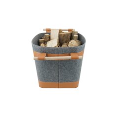 Valo INSPIRE Filzkorb Runa, vegane Lederdetails am Boden & Griff - Dunkelgrau