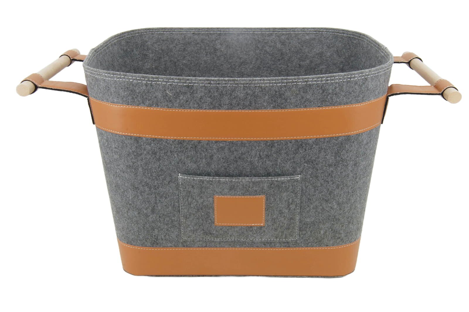 Valo INSPIRE Filzkorb Runa, vegane Lederdetails am Boden & Griff - Dunkelgrau