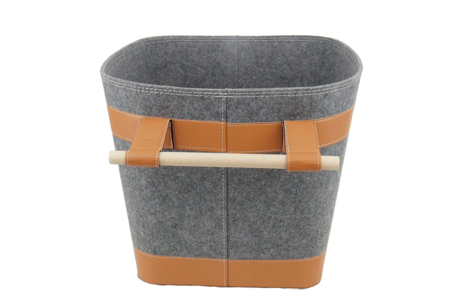 Valo INSPIRE Filzkorb Runa, vegane Lederdetails am Boden & Griff - Dunkelgrau