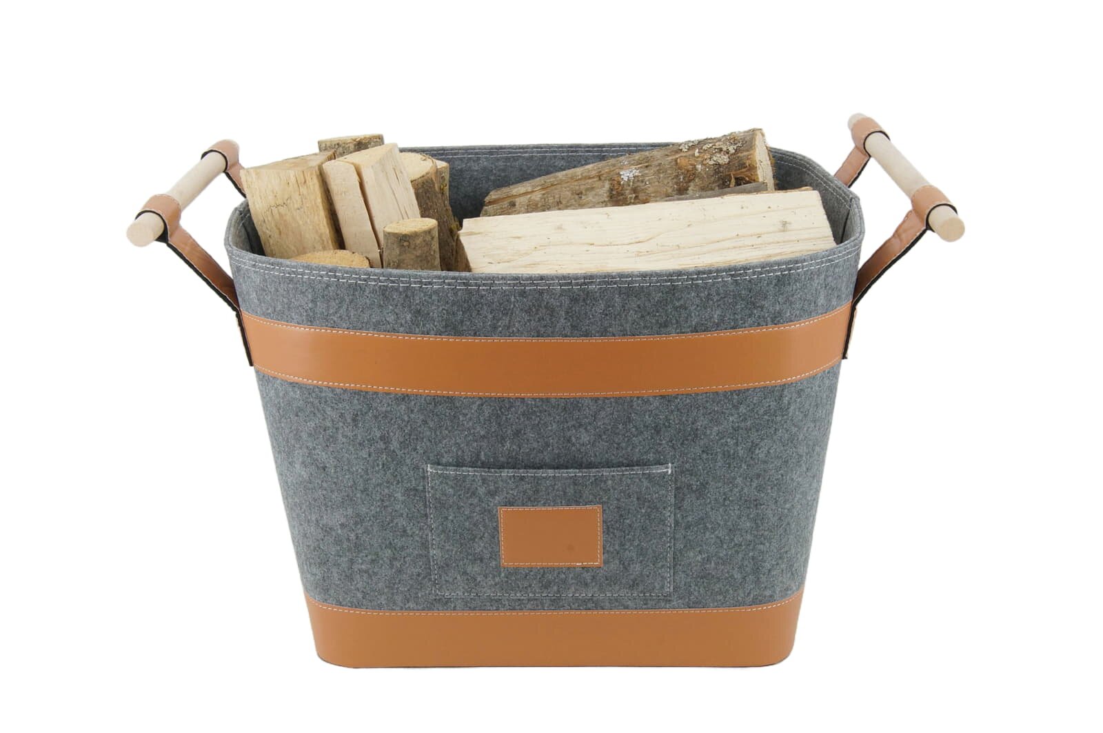 Valo INSPIRE Filzkorb Runa, vegane Lederdetails am Boden & Griff - Dunkelgrau