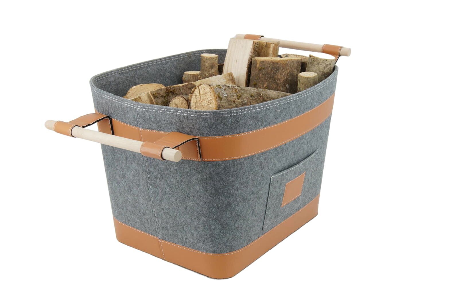 Valo INSPIRE Filzkorb Runa, vegane Lederdetails am Boden & Griff - Dunkelgrau