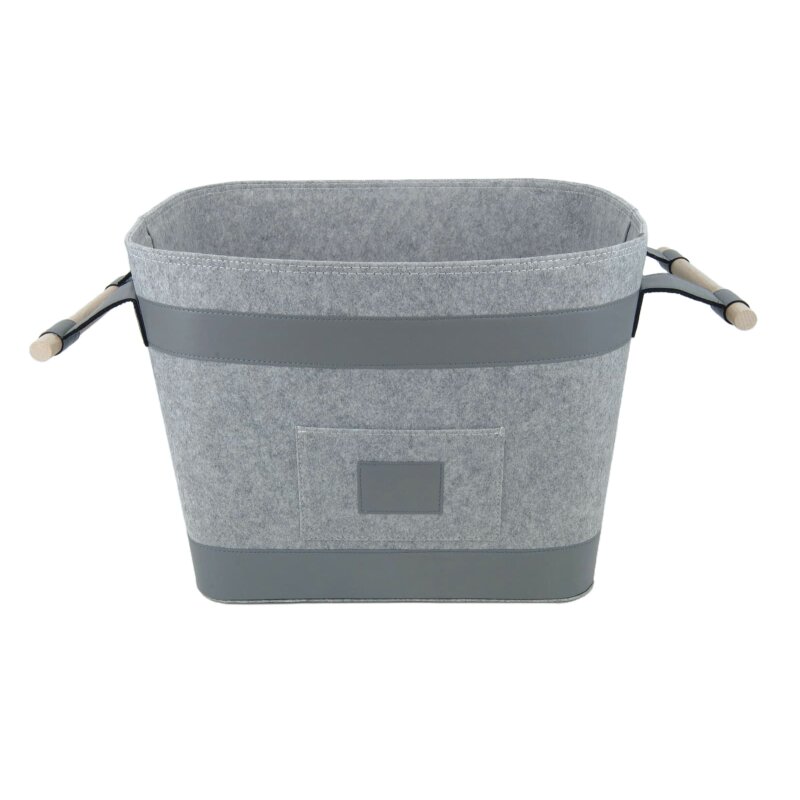 Valo INSPIRE Filzkorb Runa, vegane Lederdetails am Boden & Griff - Hellgrau