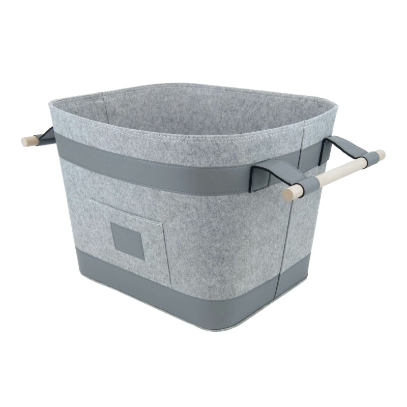 Valo INSPIRE Filzkorb Runa, vegane Lederdetails am Boden & Griff - Hellgrau
