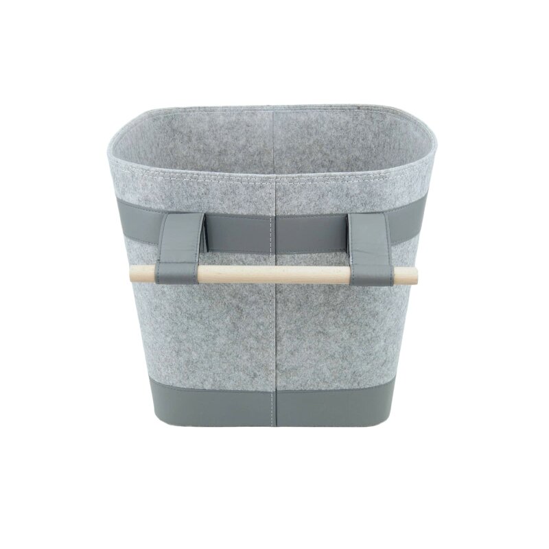 Valo INSPIRE Filzkorb Runa, vegane Lederdetails am Boden & Griff - Hellgrau