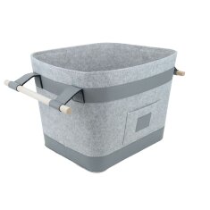 Valo INSPIRE Filzkorb Runa, vegane Lederdetails am Boden & Griff - Hellgrau