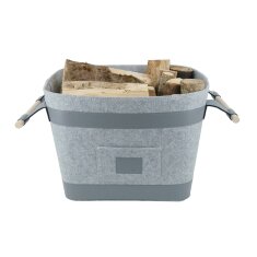 Valo INSPIRE Filzkorb Runa, vegane Lederdetails am Boden & Griff - Hellgrau