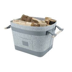 Valo INSPIRE Filzkorb Runa, vegane Lederdetails am Boden & Griff - Hellgrau