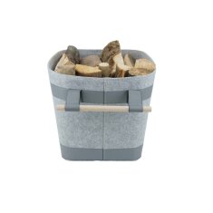 Valo INSPIRE Filzkorb Runa, vegane Lederdetails am Boden & Griff - Hellgrau