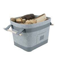 Valo INSPIRE Filzkorb Runa, vegane Lederdetails am Boden & Griff - Hellgrau