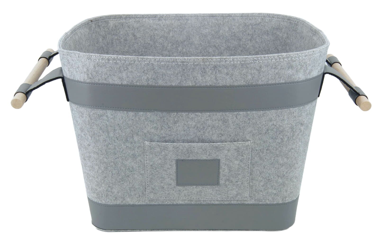 Valo INSPIRE Filzkorb Runa, vegane Lederdetails am Boden & Griff - Hellgrau