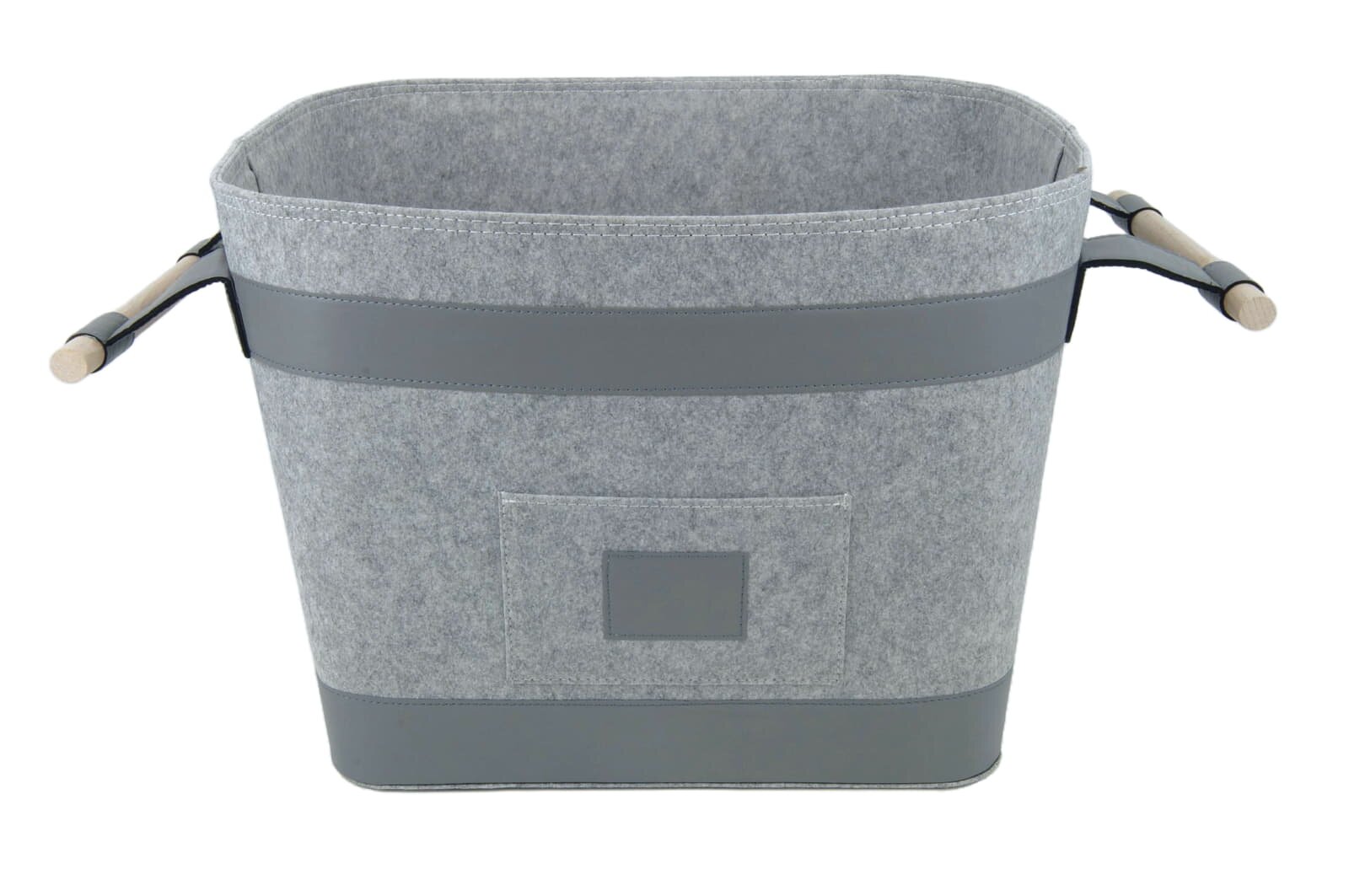 Valo INSPIRE Filzkorb Runa, vegane Lederdetails am Boden & Griff - Hellgrau