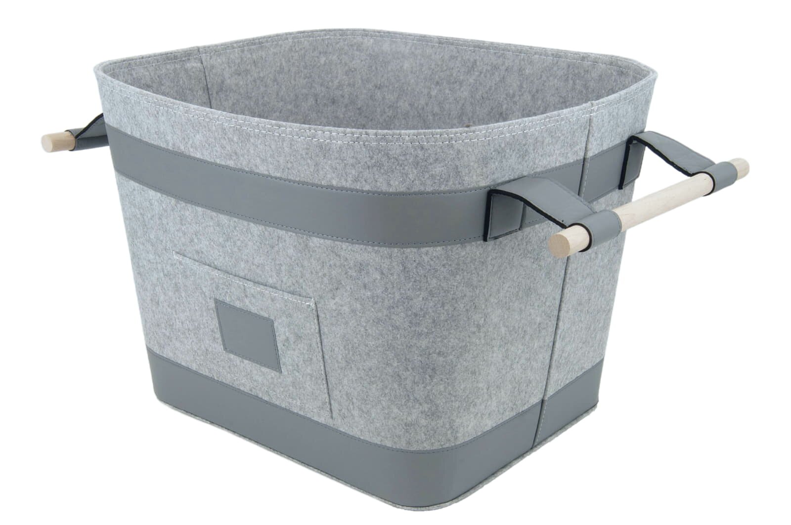 Valo INSPIRE Filzkorb Runa, vegane Lederdetails am Boden & Griff - Hellgrau