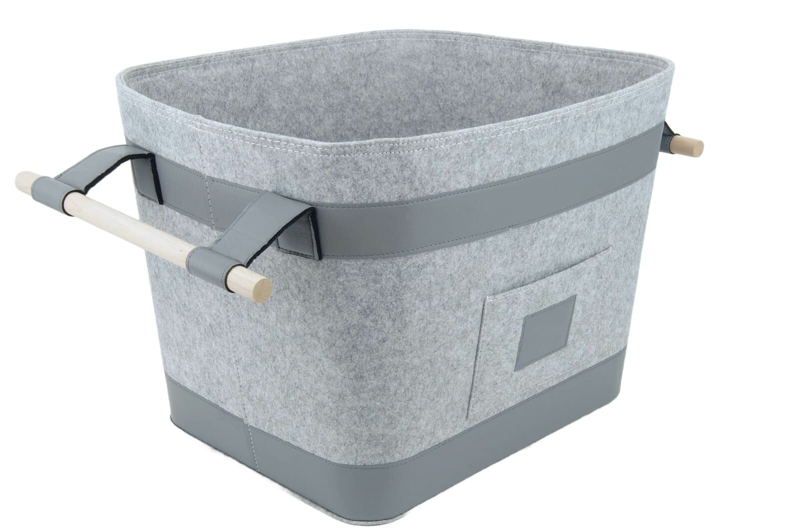 Valo INSPIRE Filzkorb Runa, vegane Lederdetails am Boden & Griff - Hellgrau