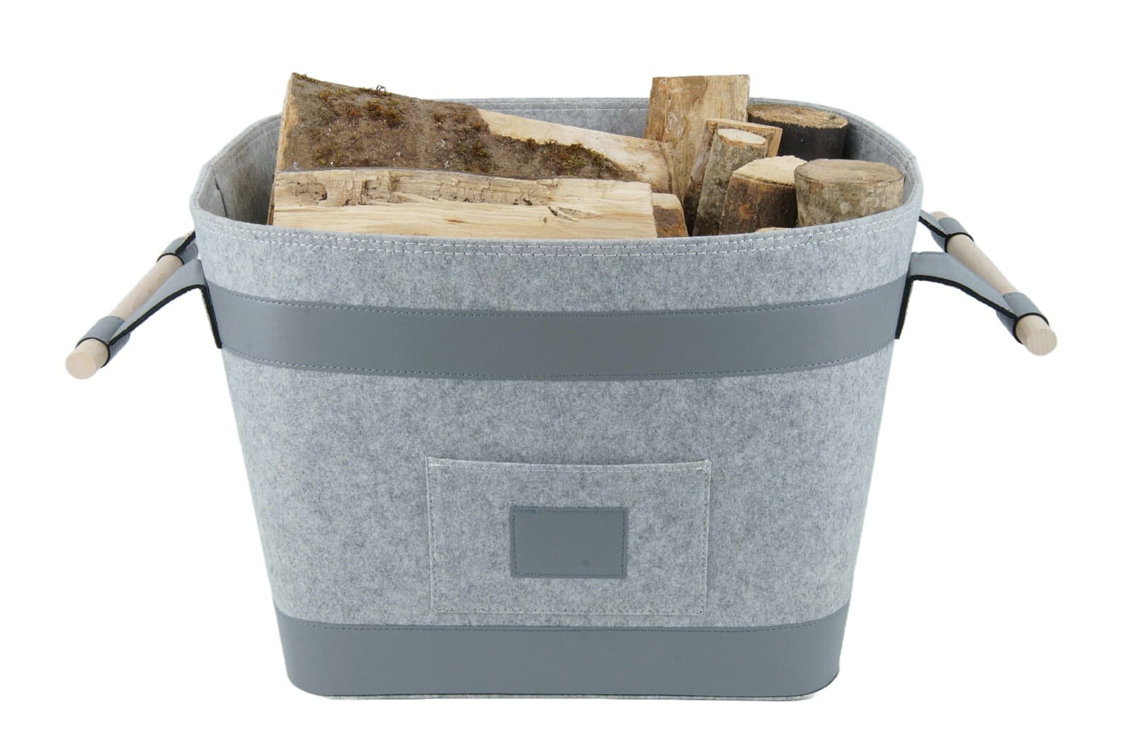 Valo INSPIRE Filzkorb Runa, vegane Lederdetails am Boden & Griff - Hellgrau