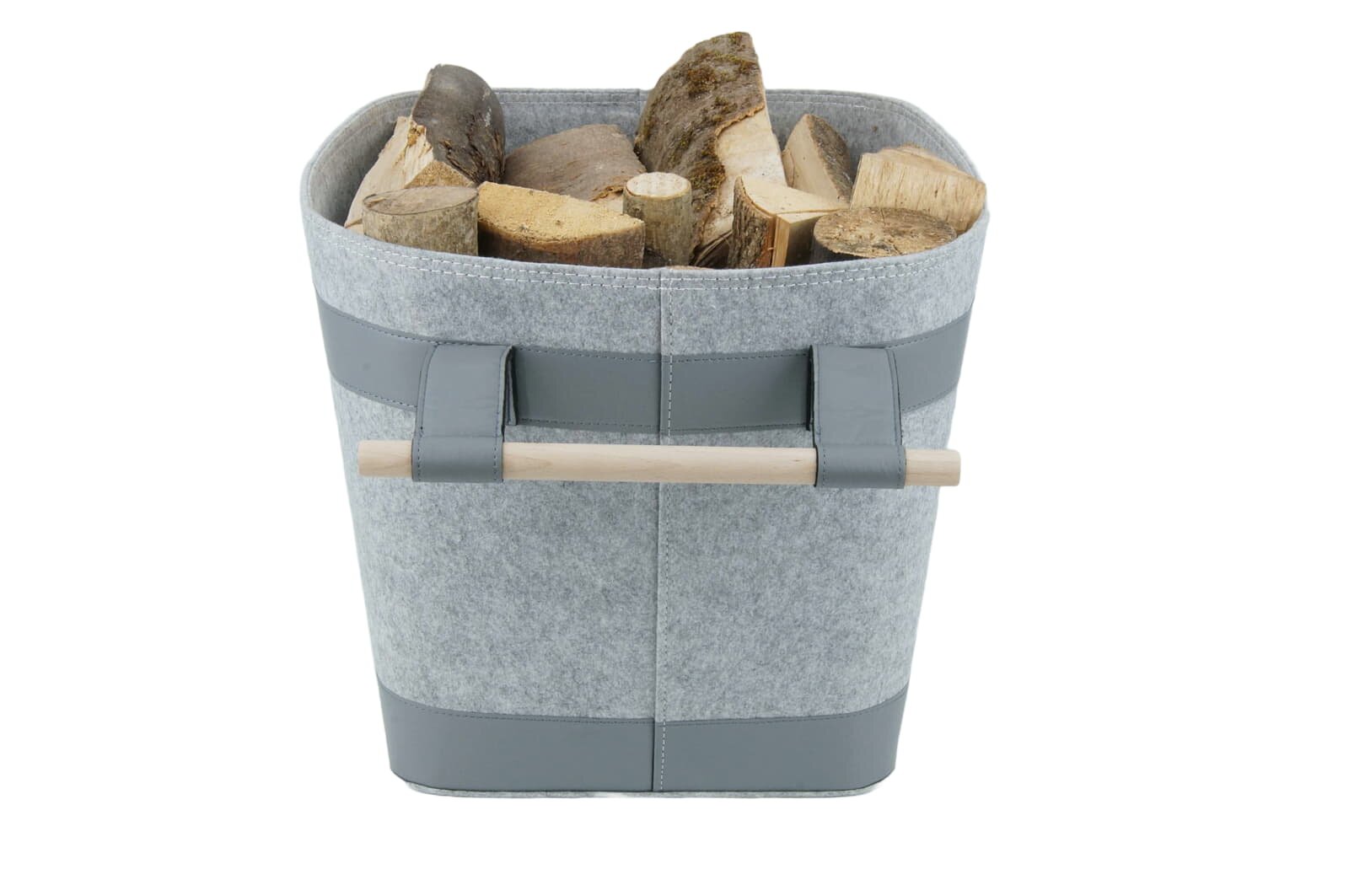 Valo INSPIRE Filzkorb Runa, vegane Lederdetails am Boden & Griff - Hellgrau