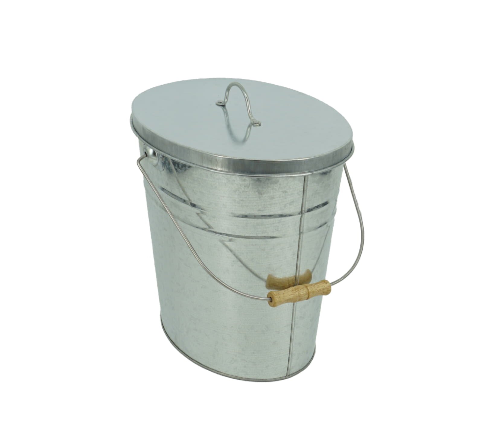 Valo Ascheeimer oval mit Deckel, 15 Liter, verzinkt