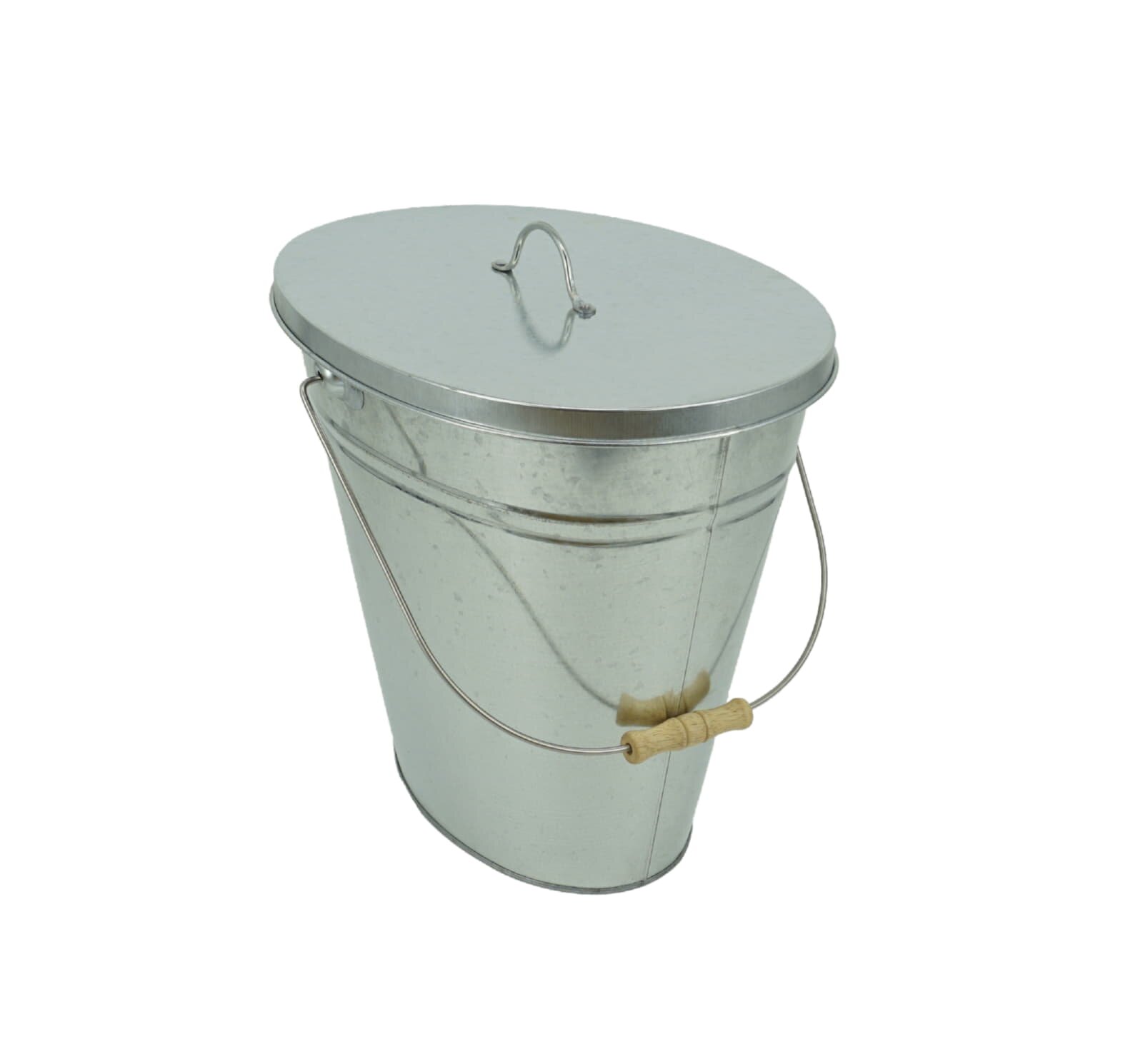 Valo Ascheeimer oval mit Deckel, 24 Liter, verzinkt