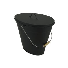Valo Ascheeimer oval mit Deckel, 24 Liter, Schwarz
